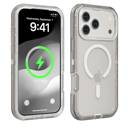 Magsafe Defender Case for Iphone, Multi-Layer Case Hybrid Heavy Duty Shockproof Case, Magnetic Transparent Clear Cover Protective Smartphone Case for 17 Pro Max/17/16/15/14/13 for Apple Iphone 17 Air